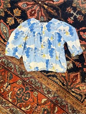 Mini Rodini Blue & White Blouse Size 116/122